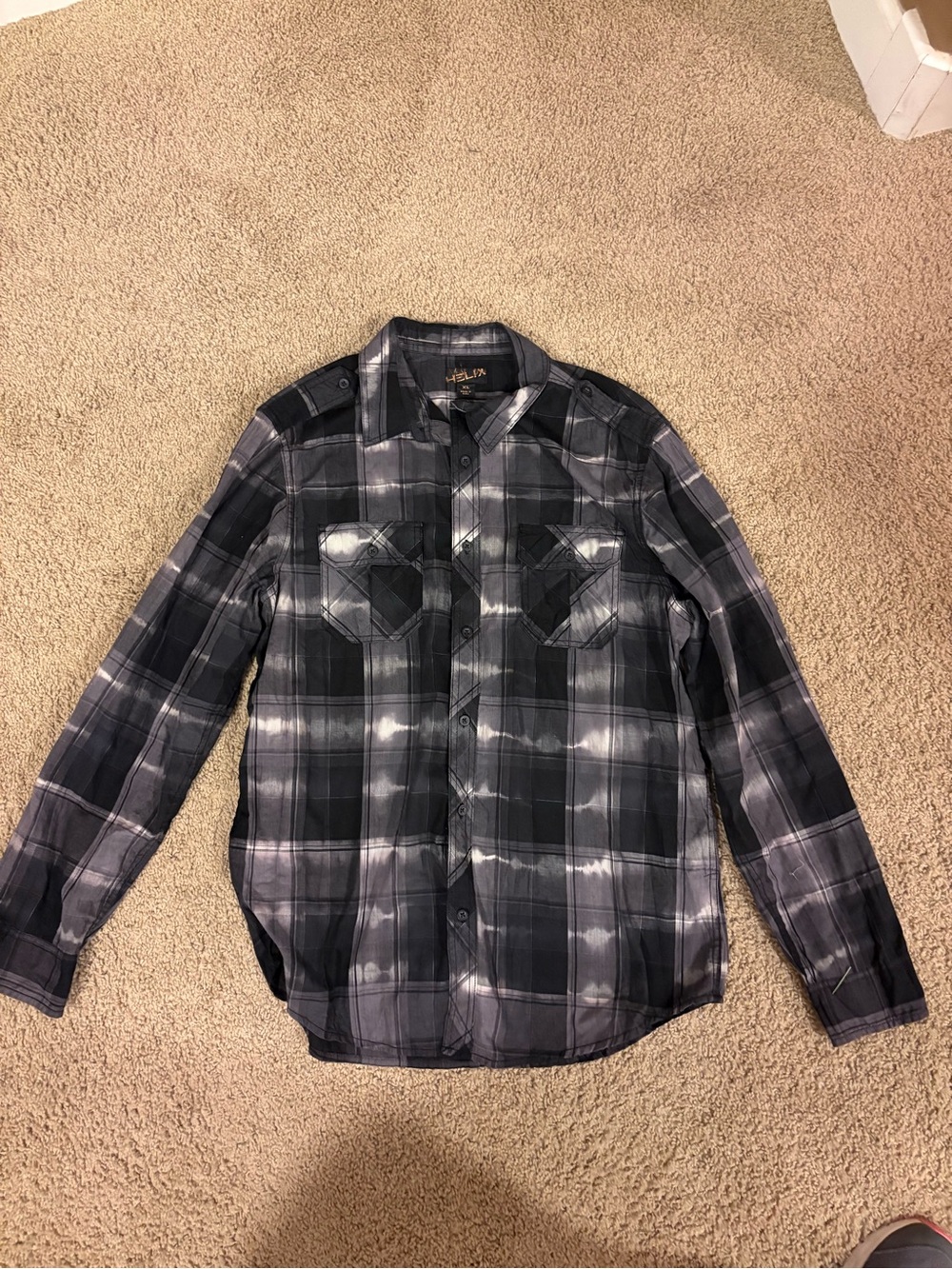 Helix Black and Gray Plaid Shirt
